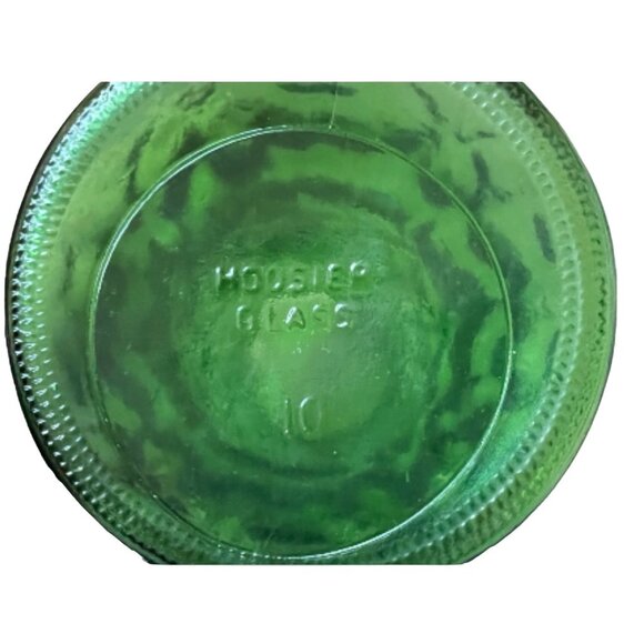 Vintage Hoosier Glass Green Textured Vase 10" Embossed Floral Design - Picture 5 of 9